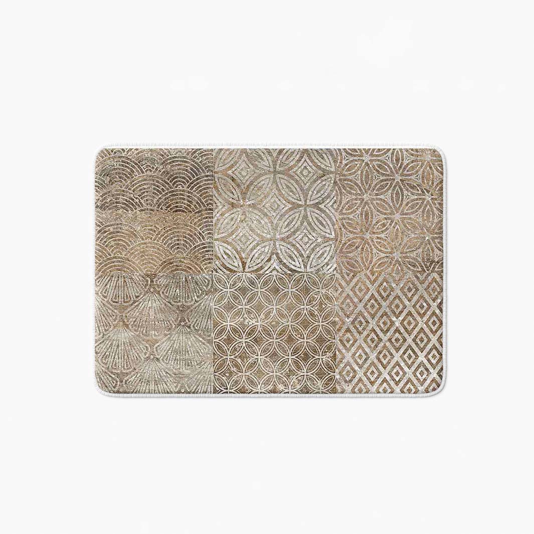 PATTERN BROWN MODERN TILE NATURAL BATHMAT
