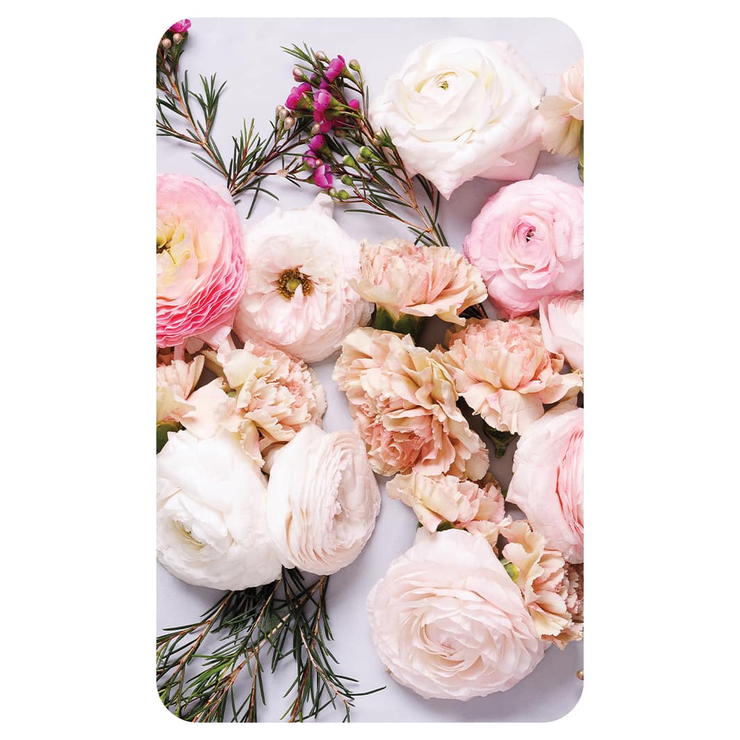 ROSE, PEONY, AND WAX FLOWER ARRANGEMENT KITCHEN TOWEL