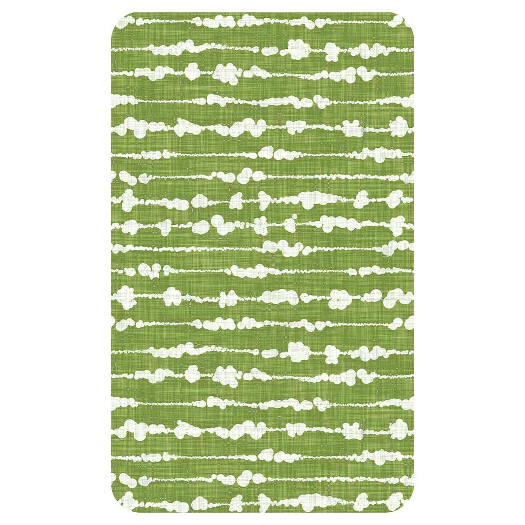 WHITE ORGANIC DOTTED STRIPES ON GREEN KITCHEN TOWEL