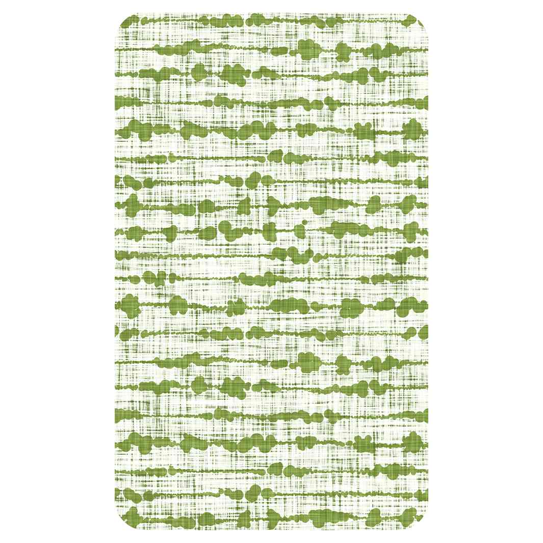 GREEN ORGANIC DOTTED STRIPES ON WHITE KITCHEN TOWEL