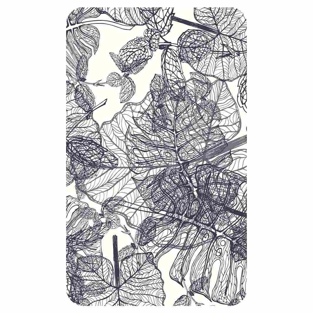 TROPICAL LINE ART ON WHITE KITCHEN TOWEL