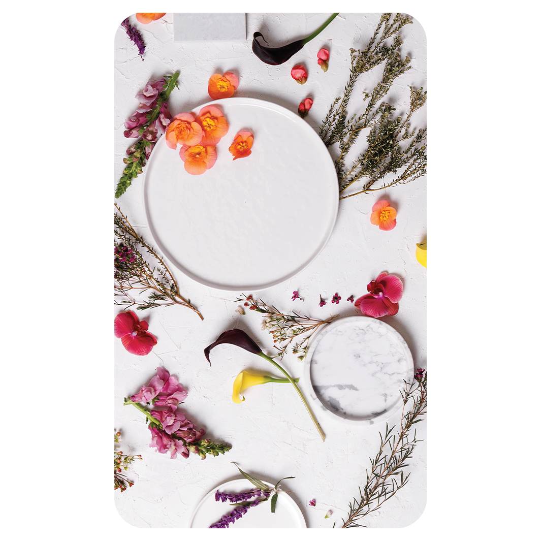 PLATE AND BLOOM ARRANGEMENT KITCHEN TOWEL