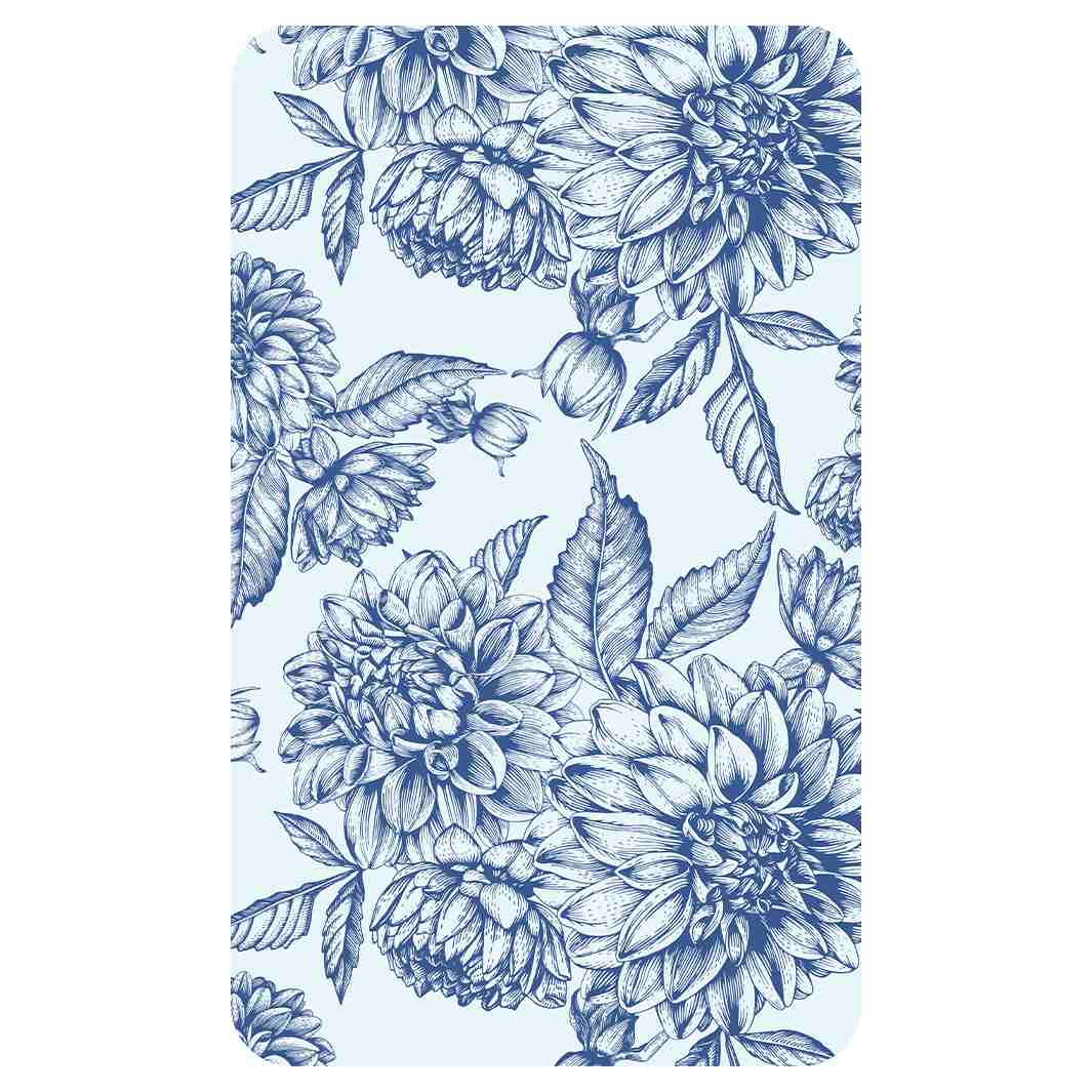 BLUE BOTANICAL LINE ART KITCHEN TOWEL