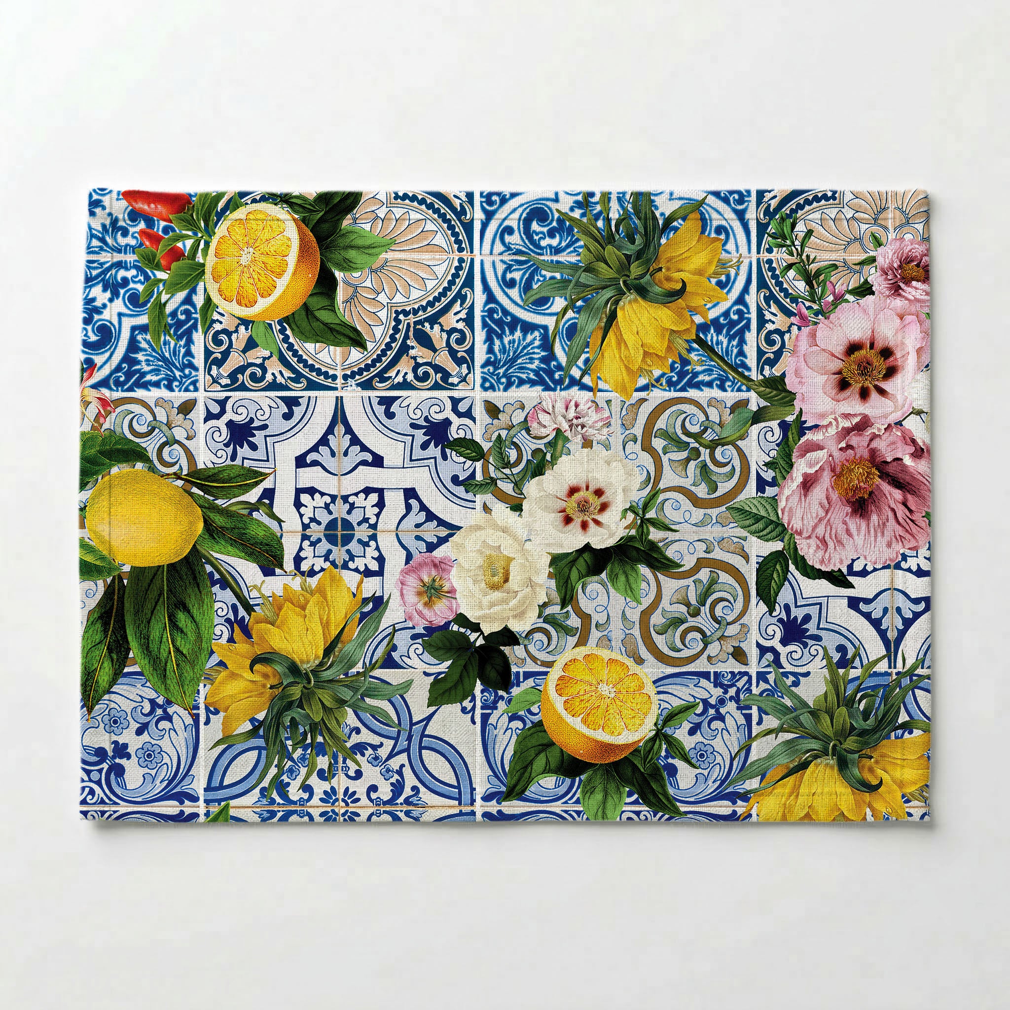 PATTERN BLUE LISBON TILE WITH LEMONS & FLOWERS PLACEMAT