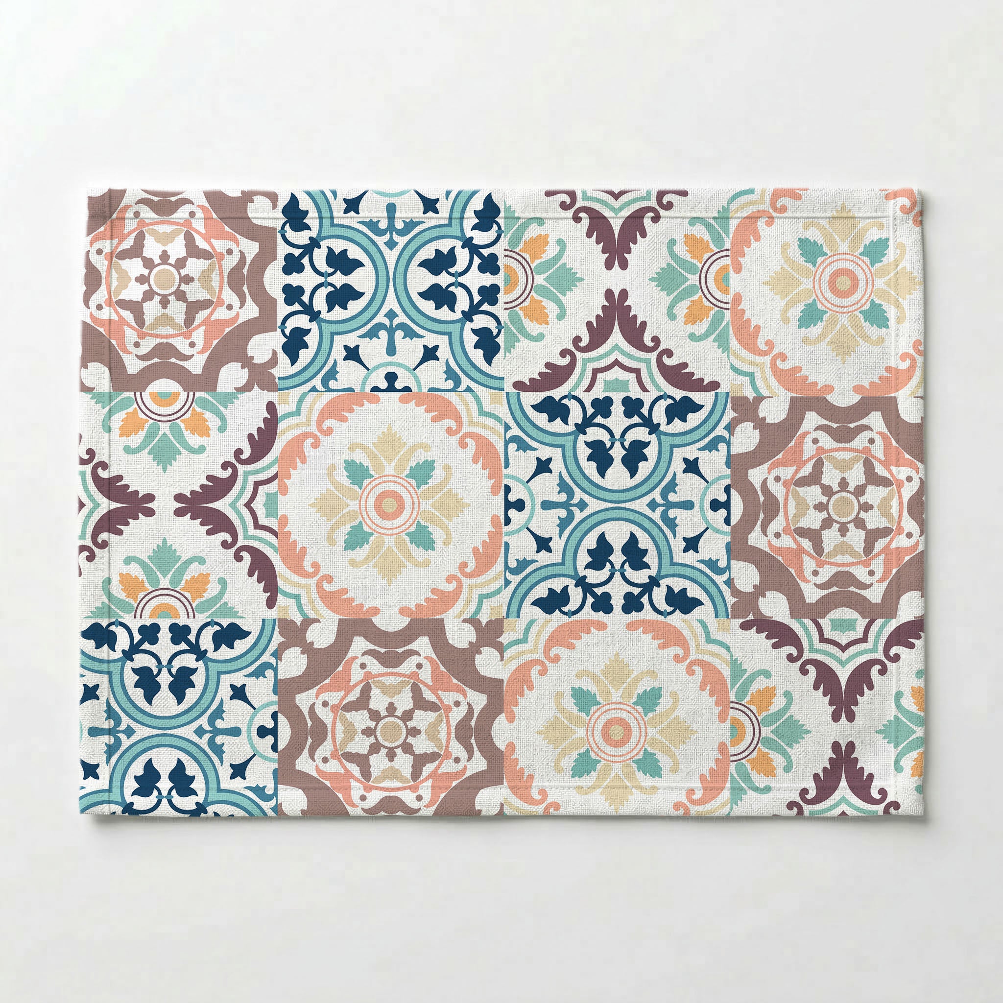 PATTERN BLUE AND MAUVE TILE PLACEMAT