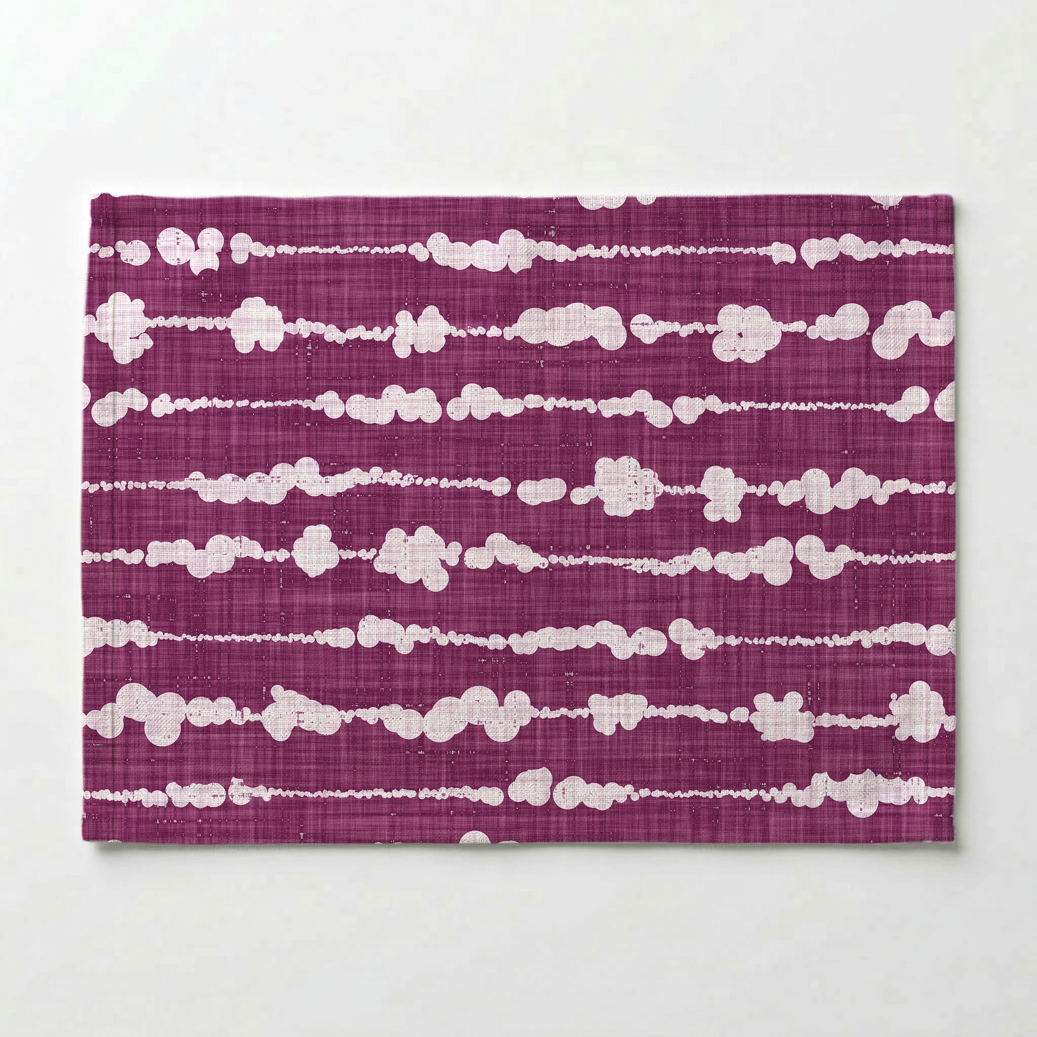 WHITE ORGANIC DOTTED STRIPES ON PURPLE PLACEMAT
