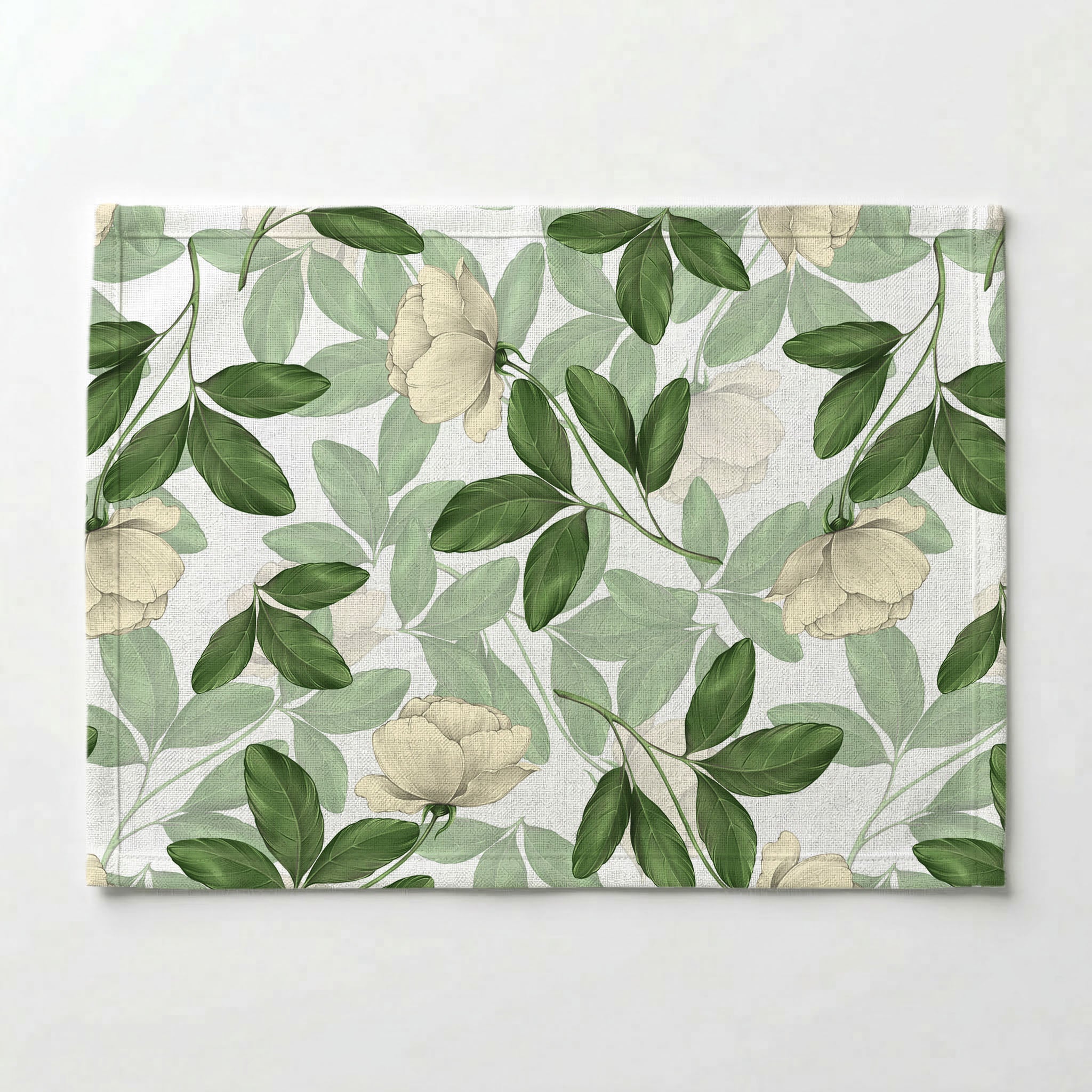 WHITE ROSES WITH STEMS PATTERN PLACEMAT