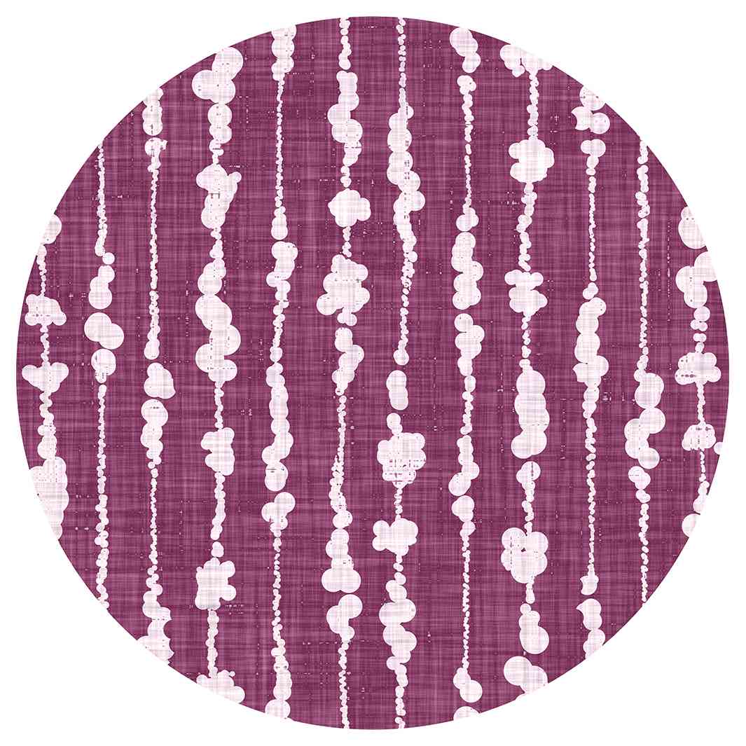 WHITE ORGANIC DOTTED STRIPES ON PURPLE ROUND RUG