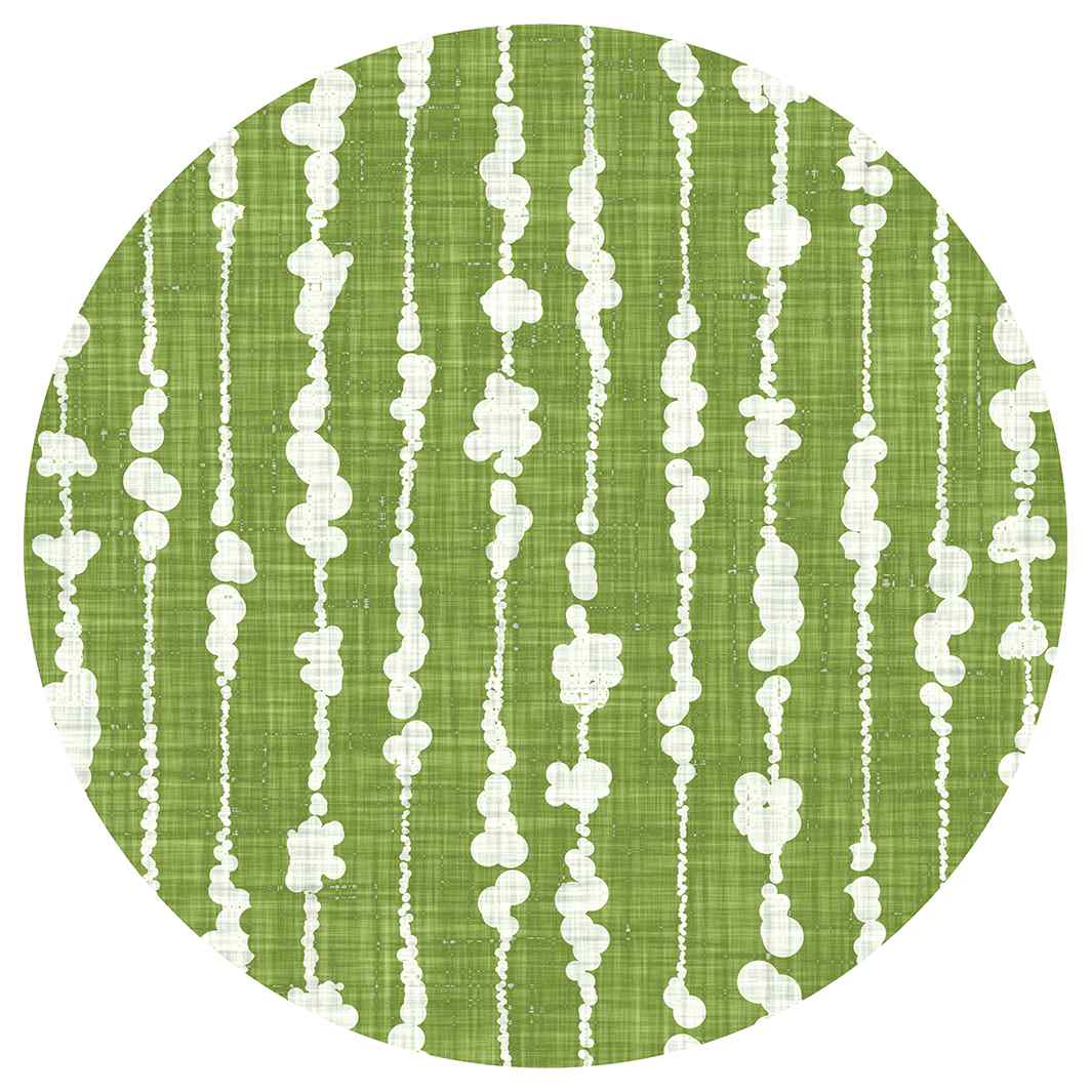 WHITE ORGANIC DOTTED STRIPES ON GREEN ROUND RUG