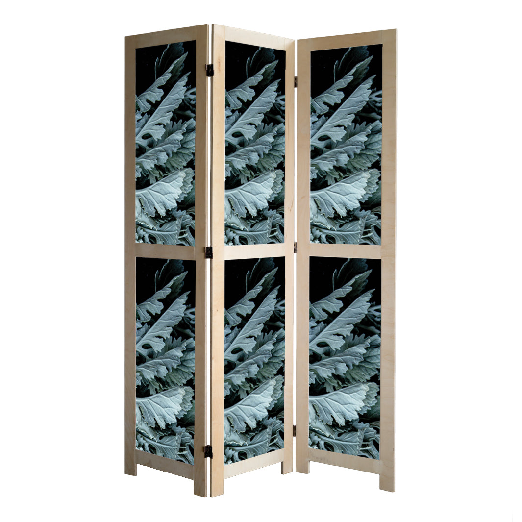FLORAL SILVER LEAVES WITH PINK PEONIES ROOM DIVIDER
