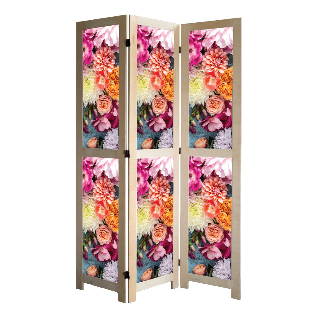 FLORAL PINK PEONY AND DAHLIA BOUQUET ON BLUE ROOM DIVIDER