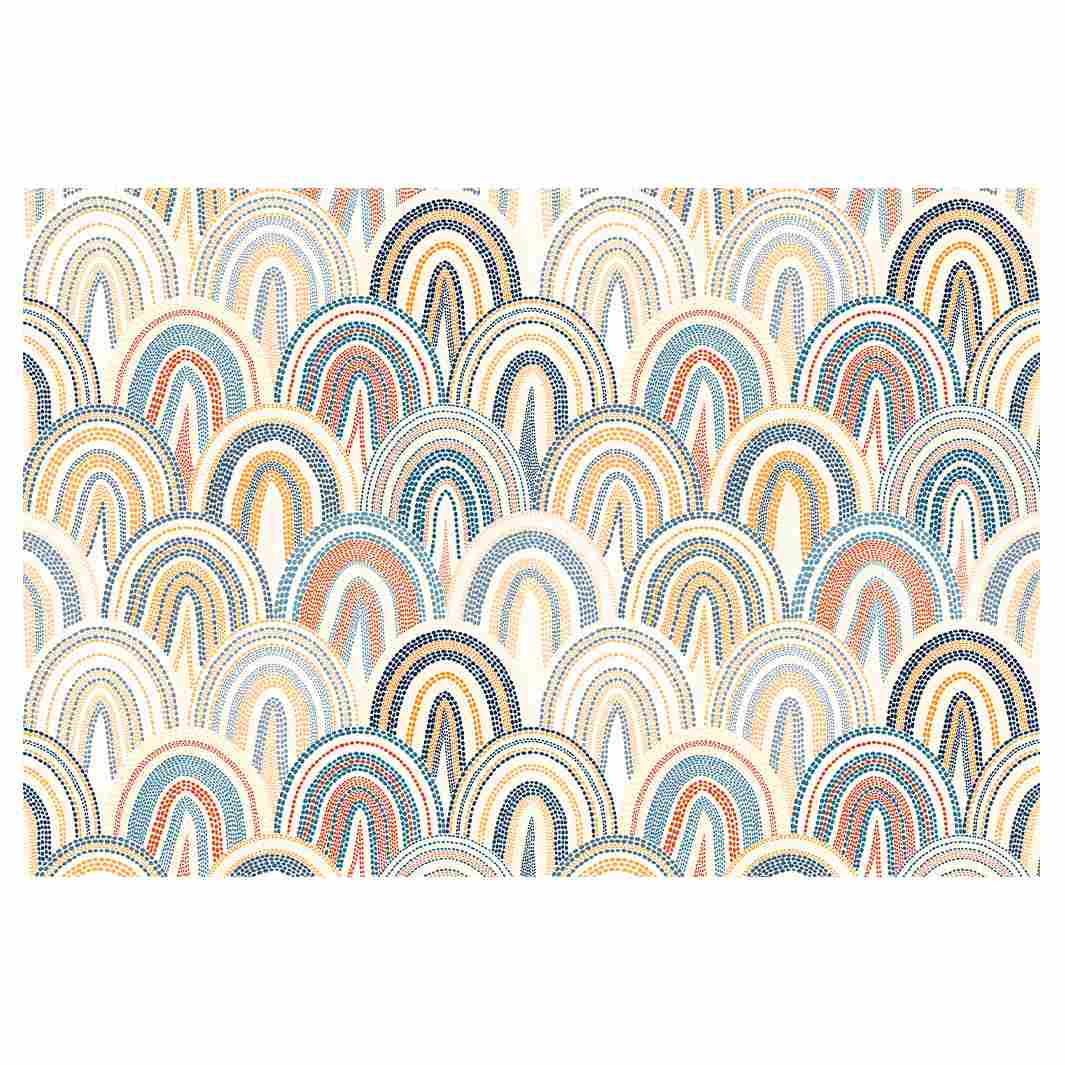 WARM TONED DOTTED RAINBOWS RECTANGULAR RUG