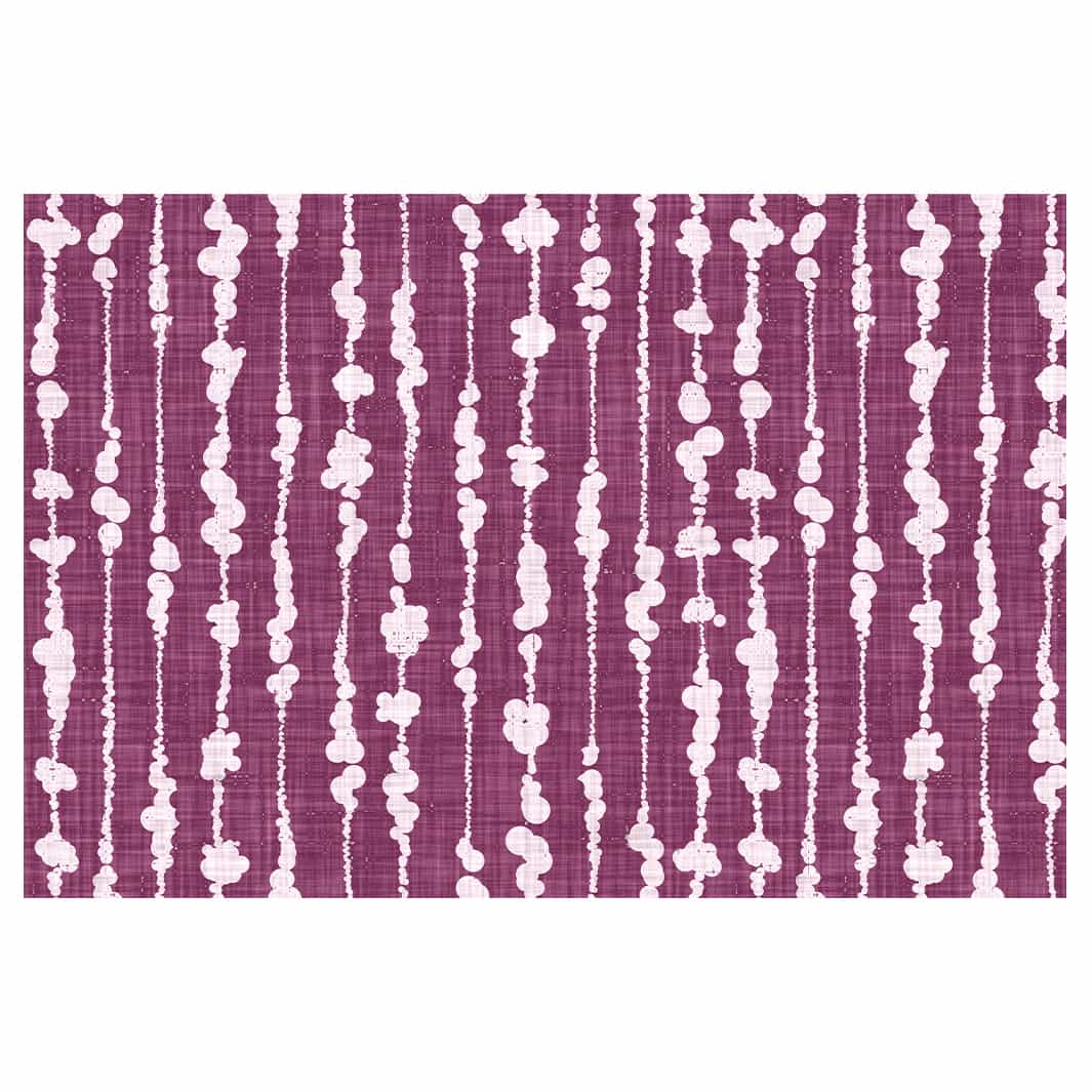 WHITE ORGANIC DOTTED STRIPES ON PURPLE RECTANGULAR RUG