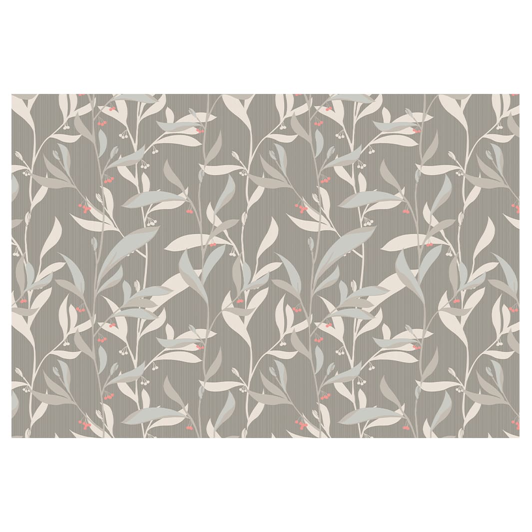 LEAVES WITH BERRIES ON TAUPE RECTANGULAR RUG