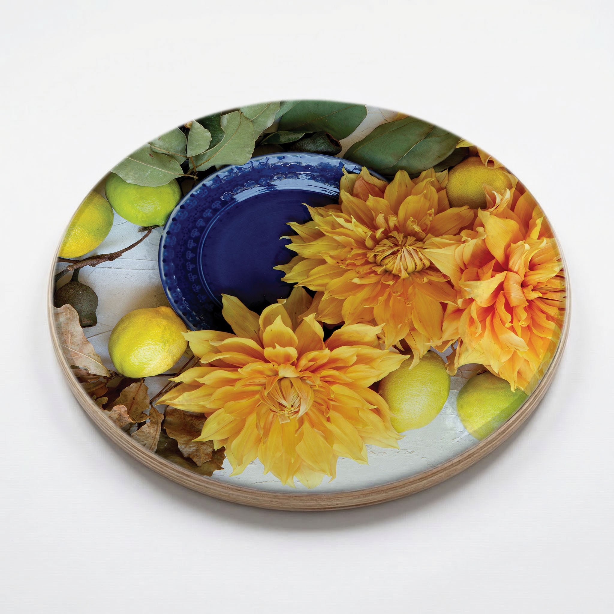 FLORAL YELLOW CHRYSANTHEMUM FLOWERS WITH FOLIAGE CHEESEBOARD