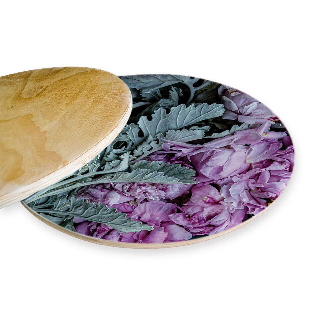 FLORAL SILVER LEAVES WITH PINK PEONIES CHEESEBOARD