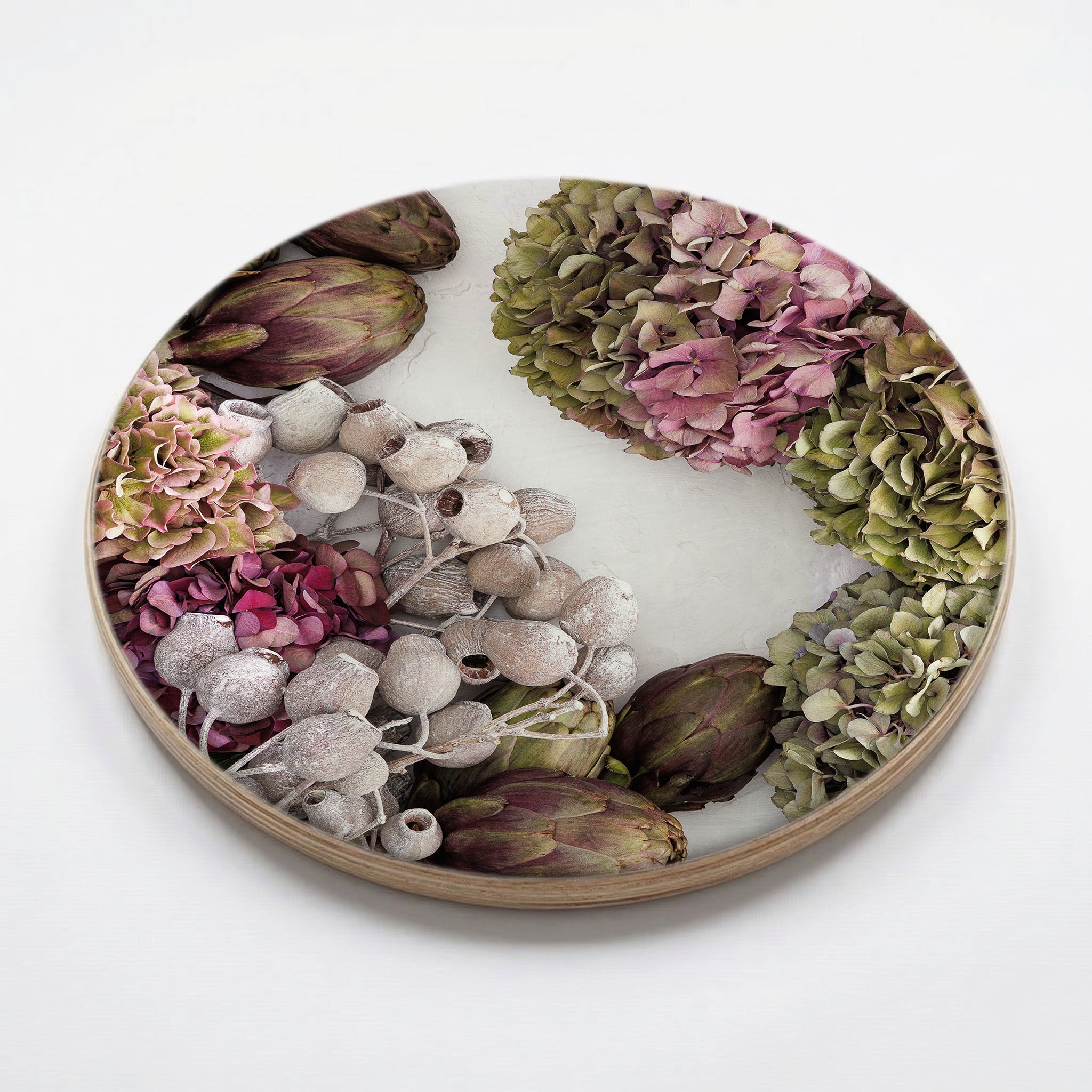 HYDRANGEA AND MUTED ARTICHOKES CHEESEBOARD