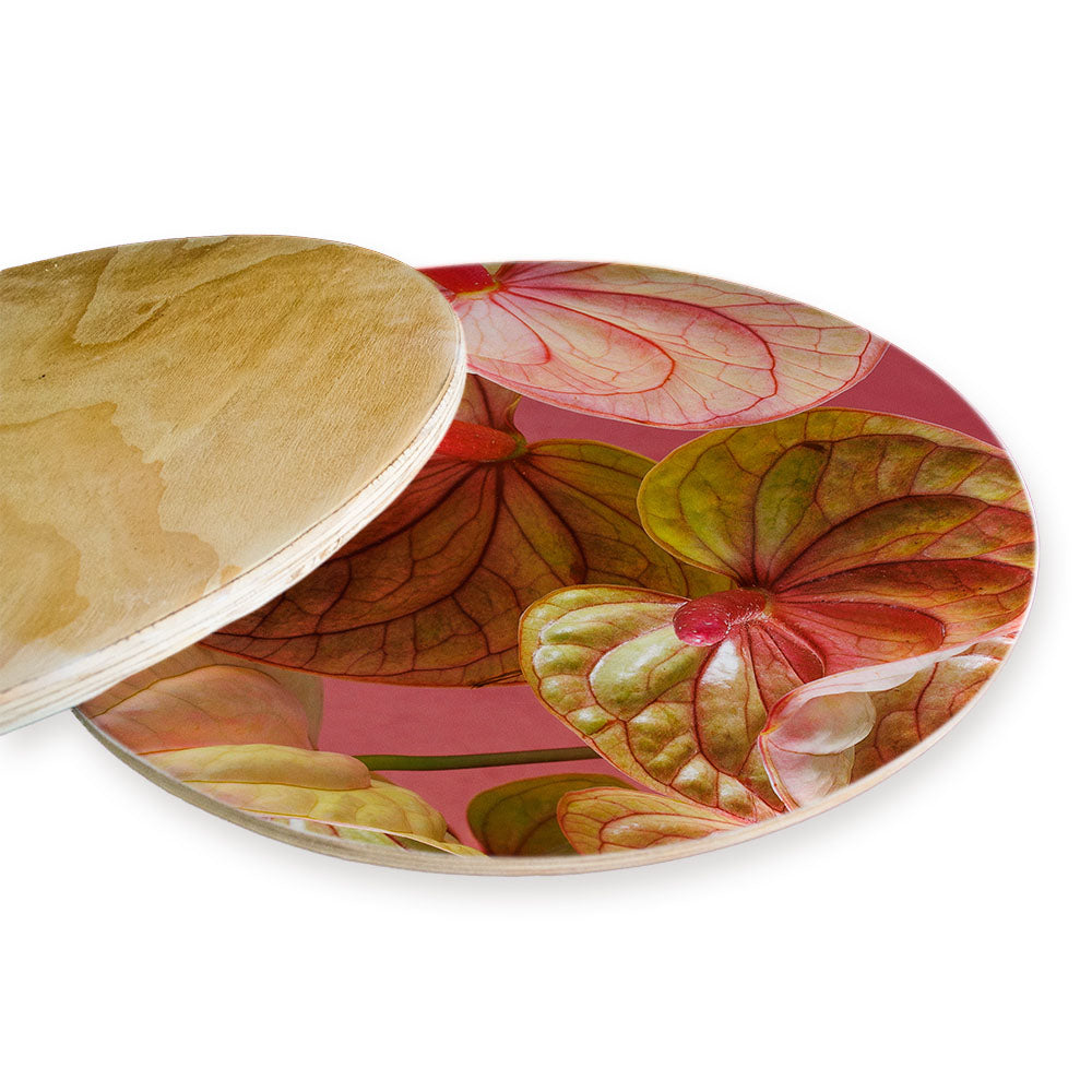 ANTHURIUM LIGHT PINK AND GREEN ON MAGENTA CHEESEBOARD