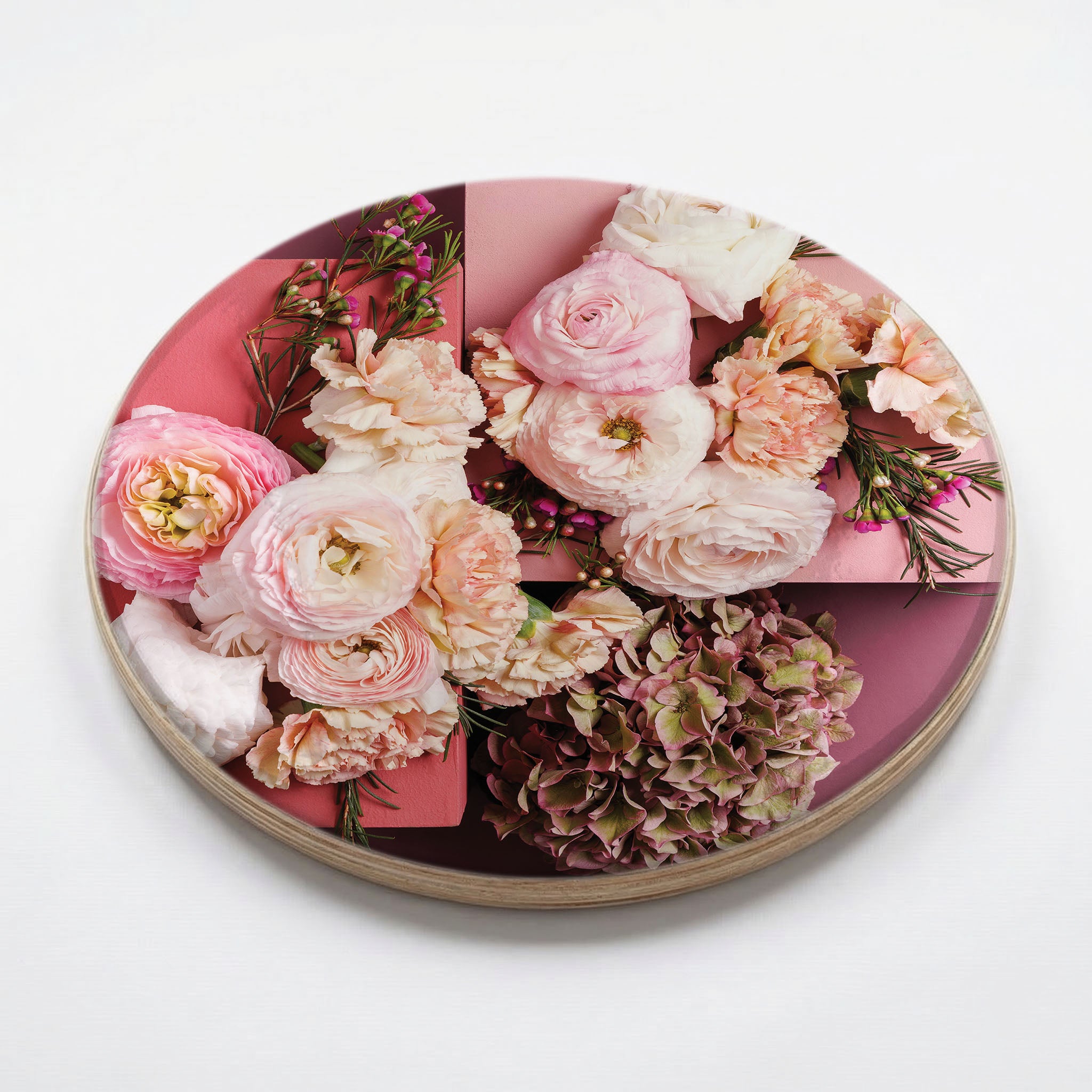 PINK AND PEACH FLOWERS ON PINK BLOCKS SQUARE CHEESEBOARD