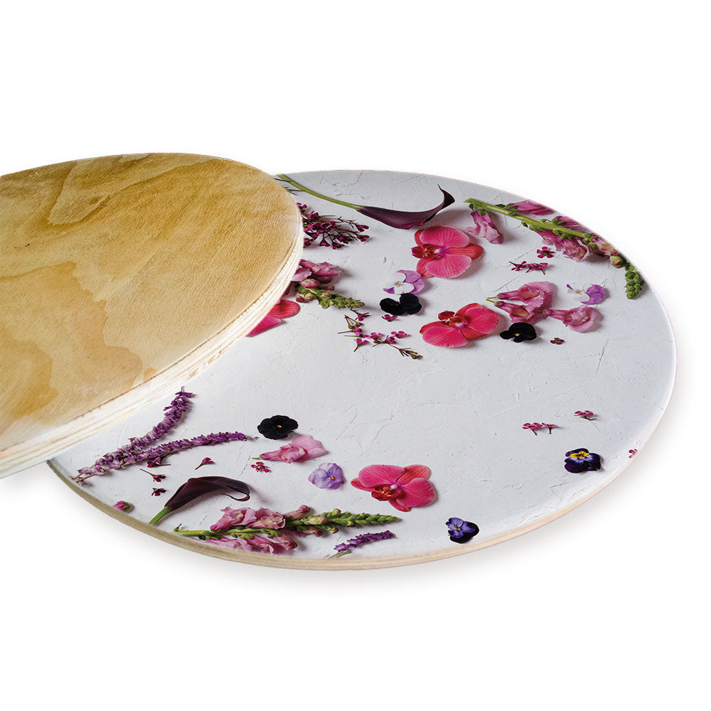 SCATTERED BLOSSOMS ON WHITE CHEESEBOARD