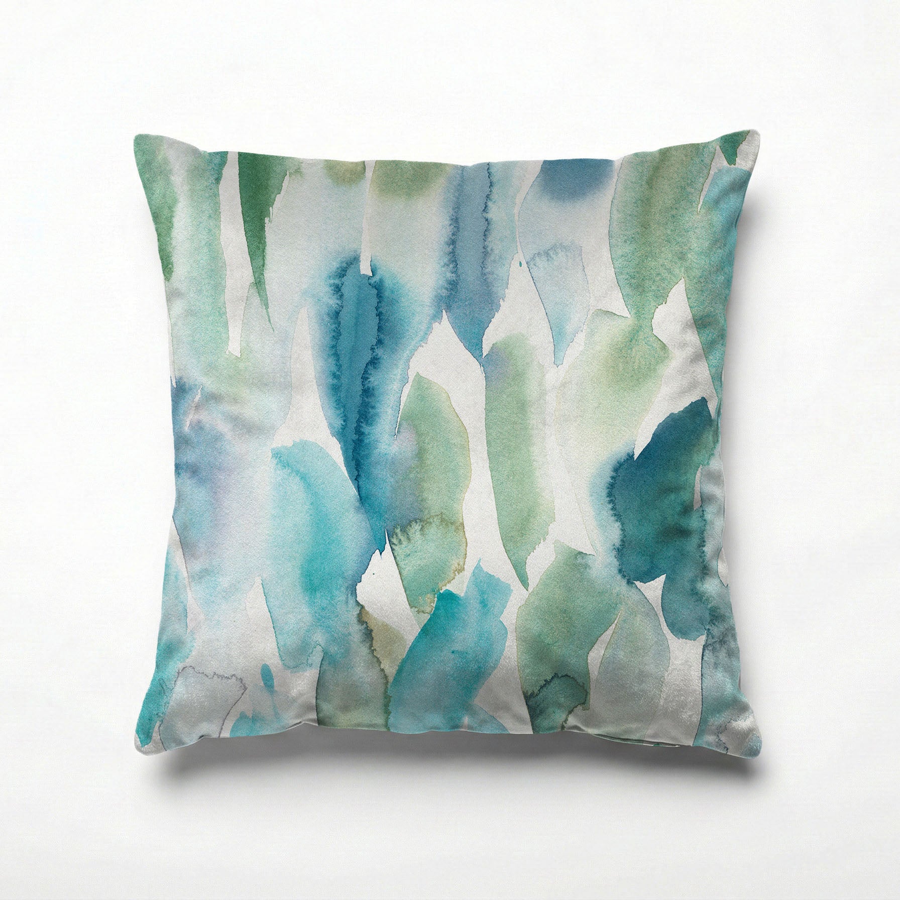 PATTERN BLUE AND GREEN WATERCOLOUR PAINT  SCATTER CUSHION