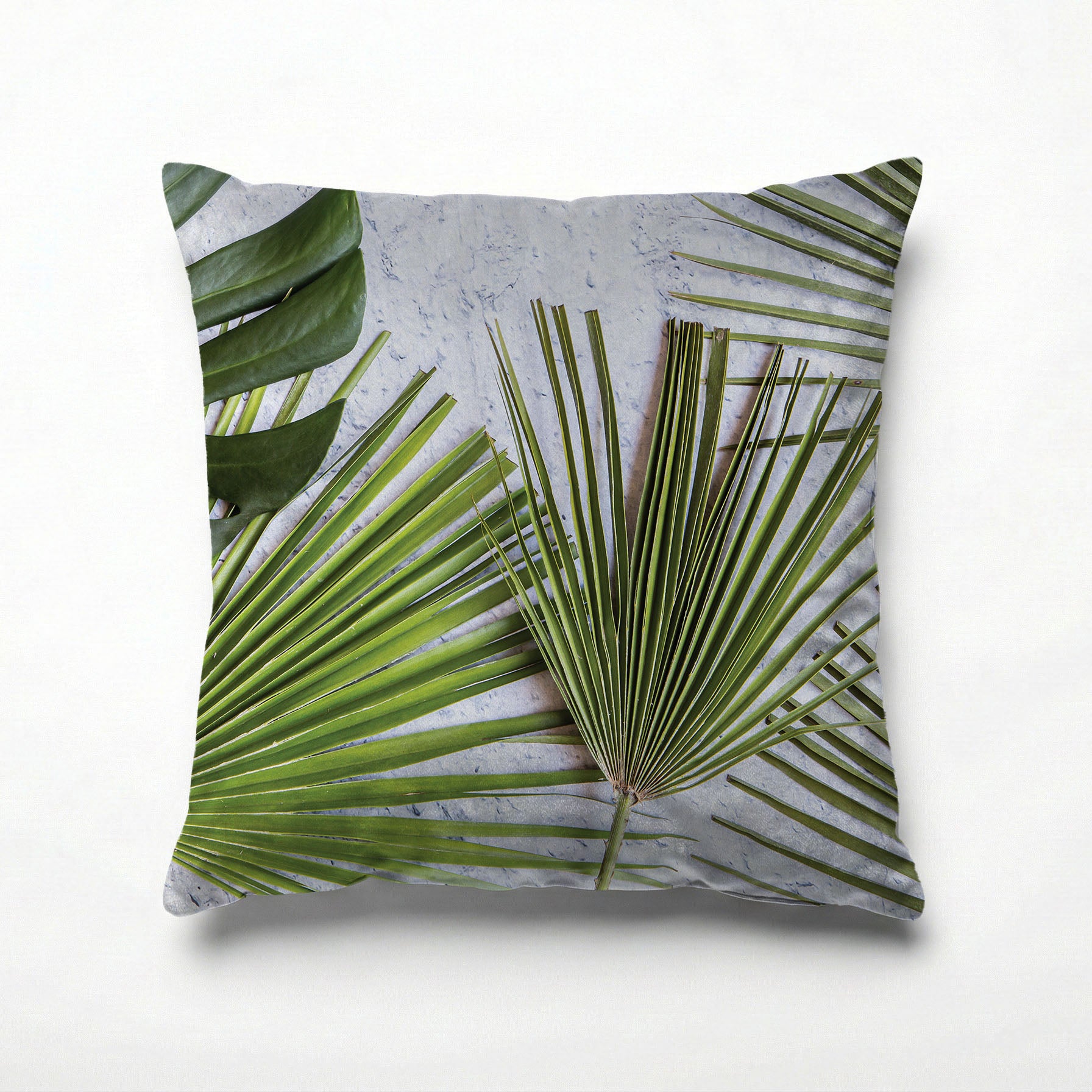 LEAVES GREEN PALM LEAVES ON WHITE SCATTER CUSHION