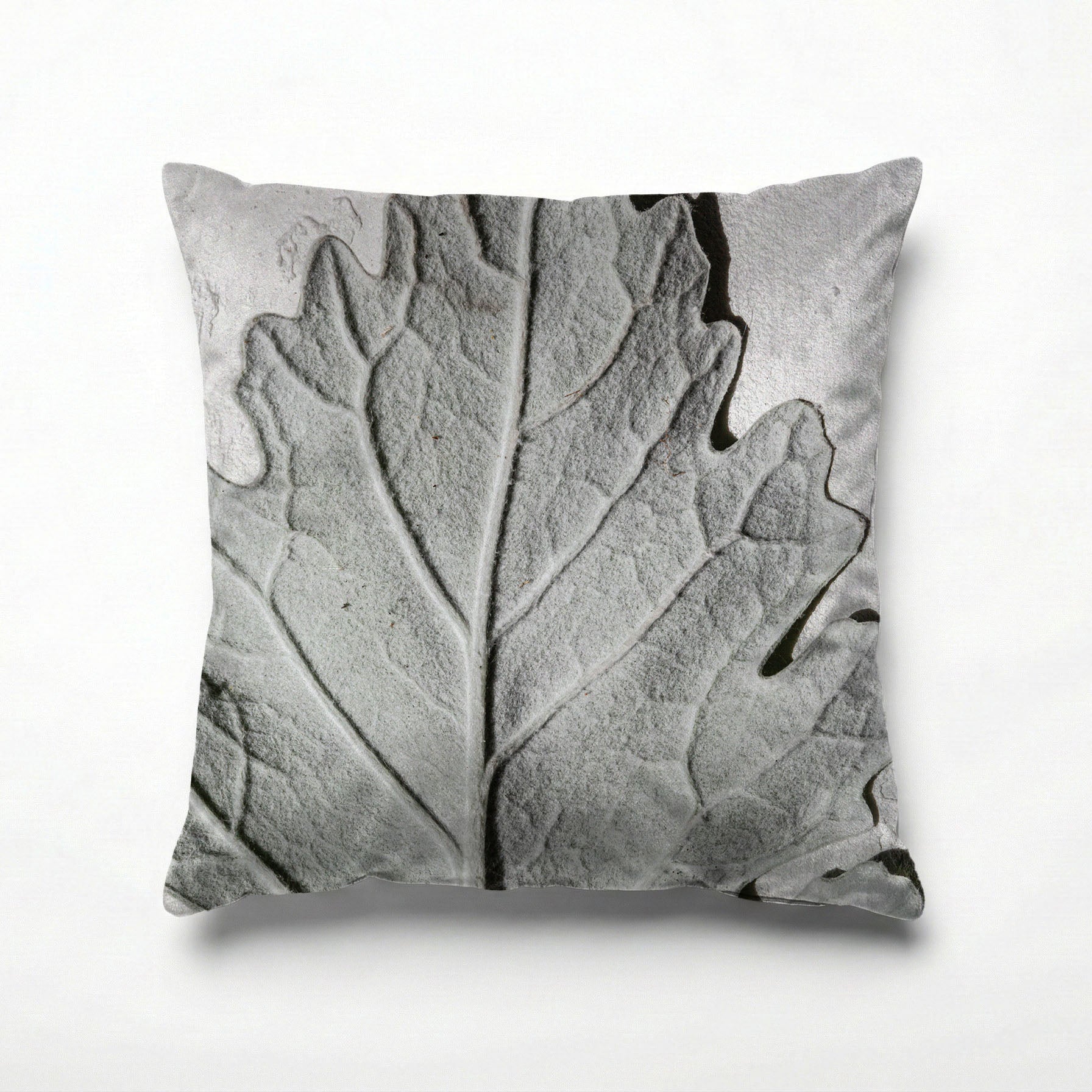 LEAVES GREY MONOCHROME LEAF SCATTER CUSHION