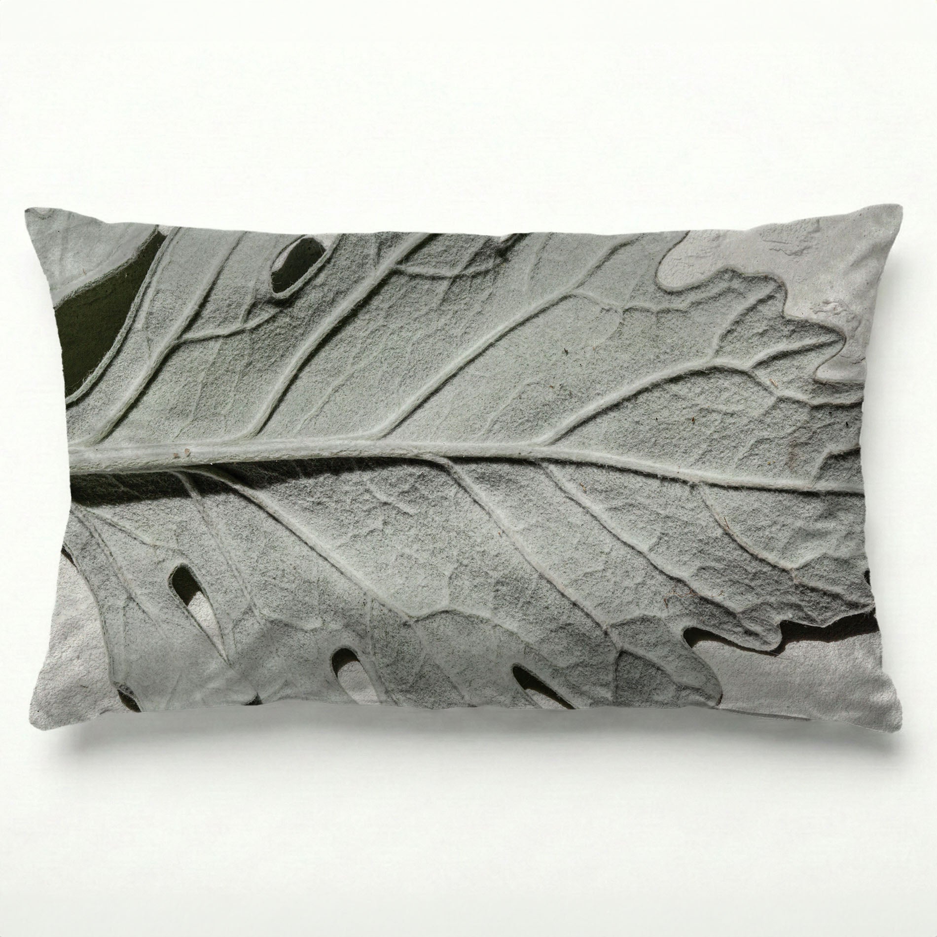LEAVES GREY MONOCHROME LEAF SCATTER CUSHION