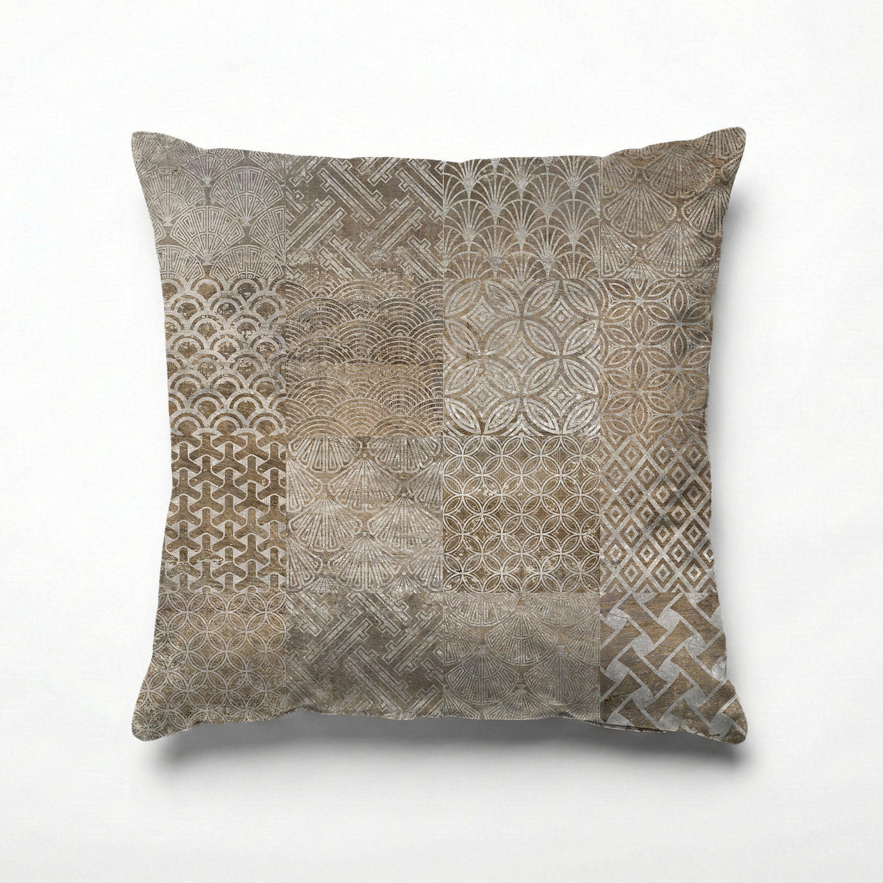 PATTERN BROWN MODERN TILE NATURAL SCATTER CUSHION