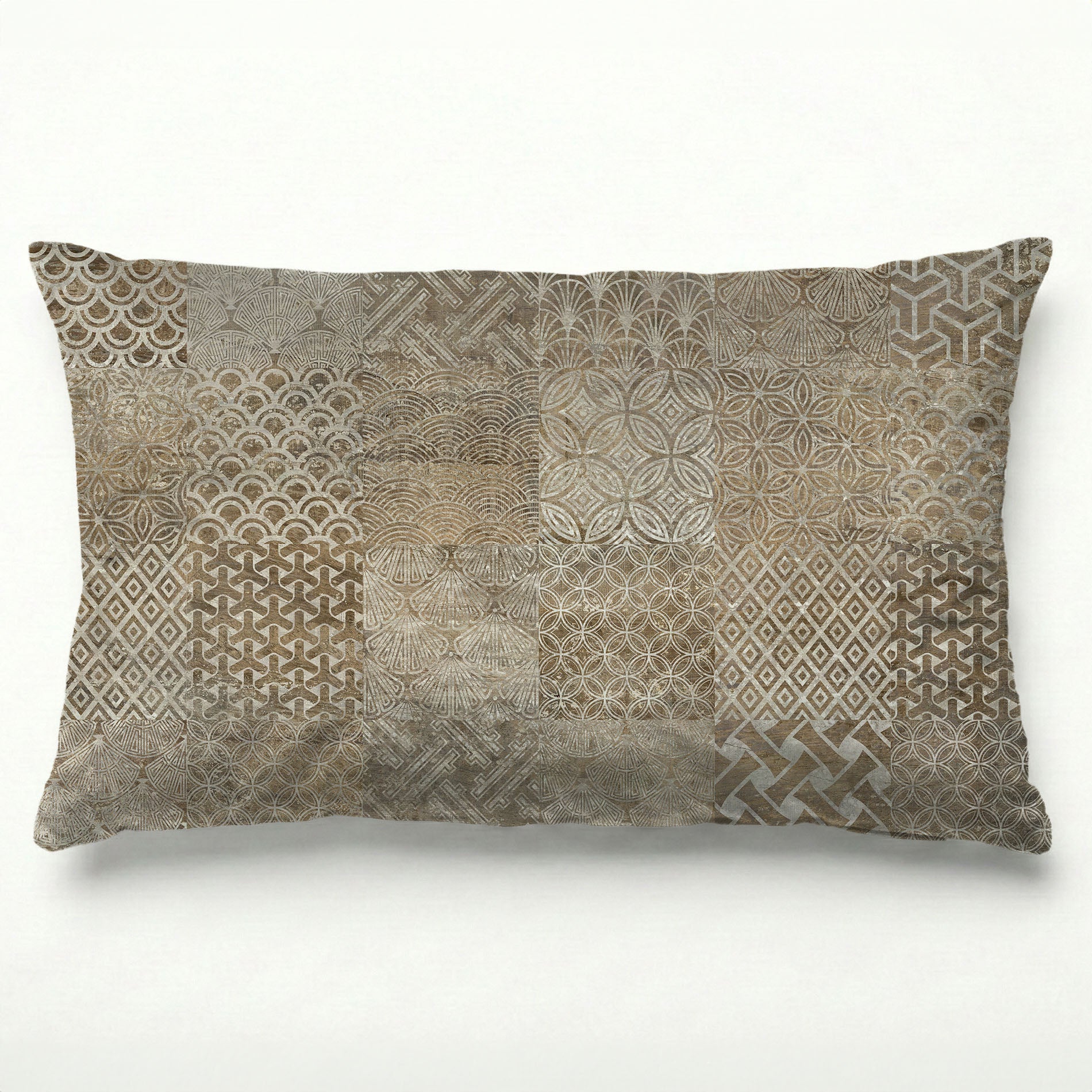 PATTERN BROWN MODERN TILE NATURAL SCATTER CUSHION