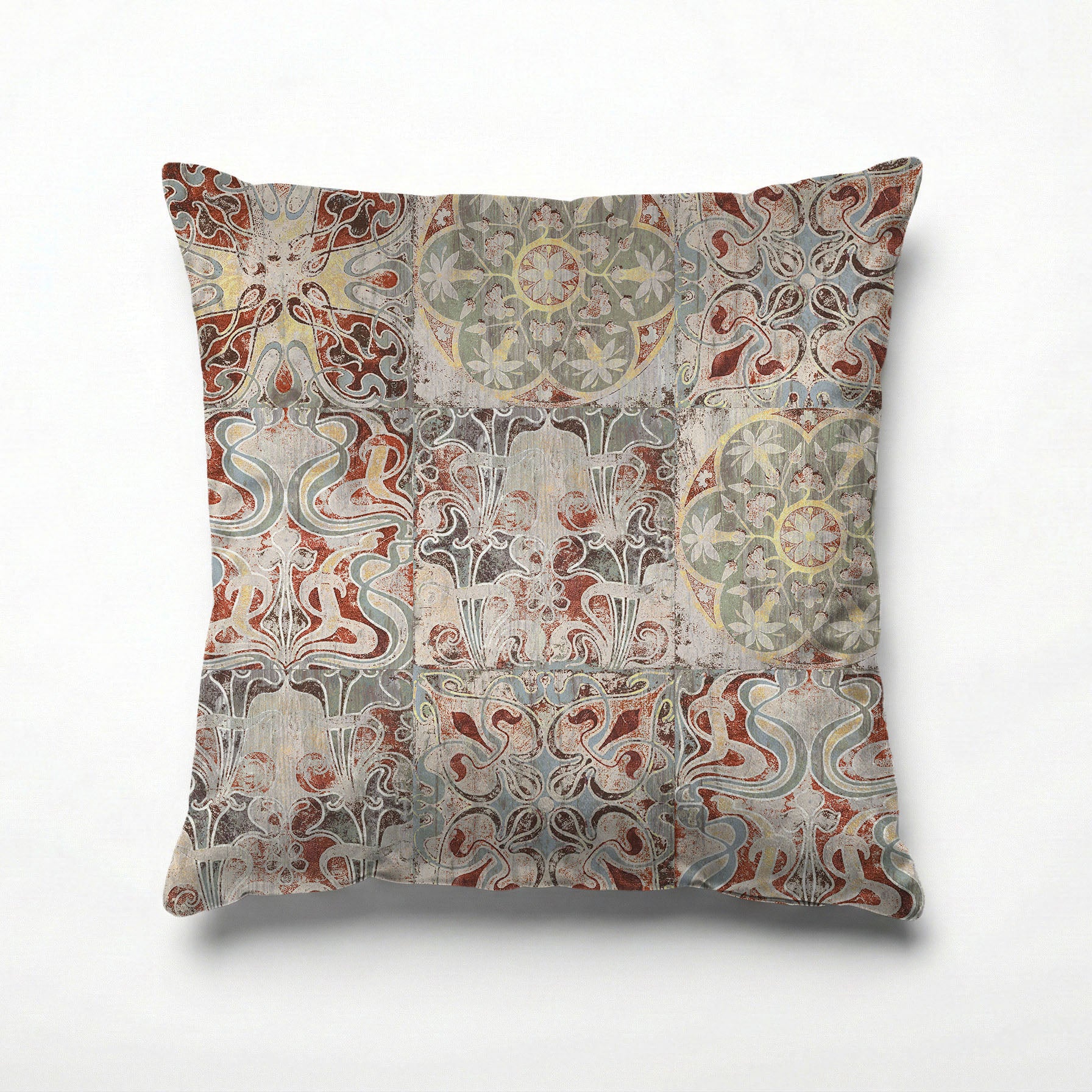 ANTIQUE FADED MOROCCAN TILE SCATTER CUSHION