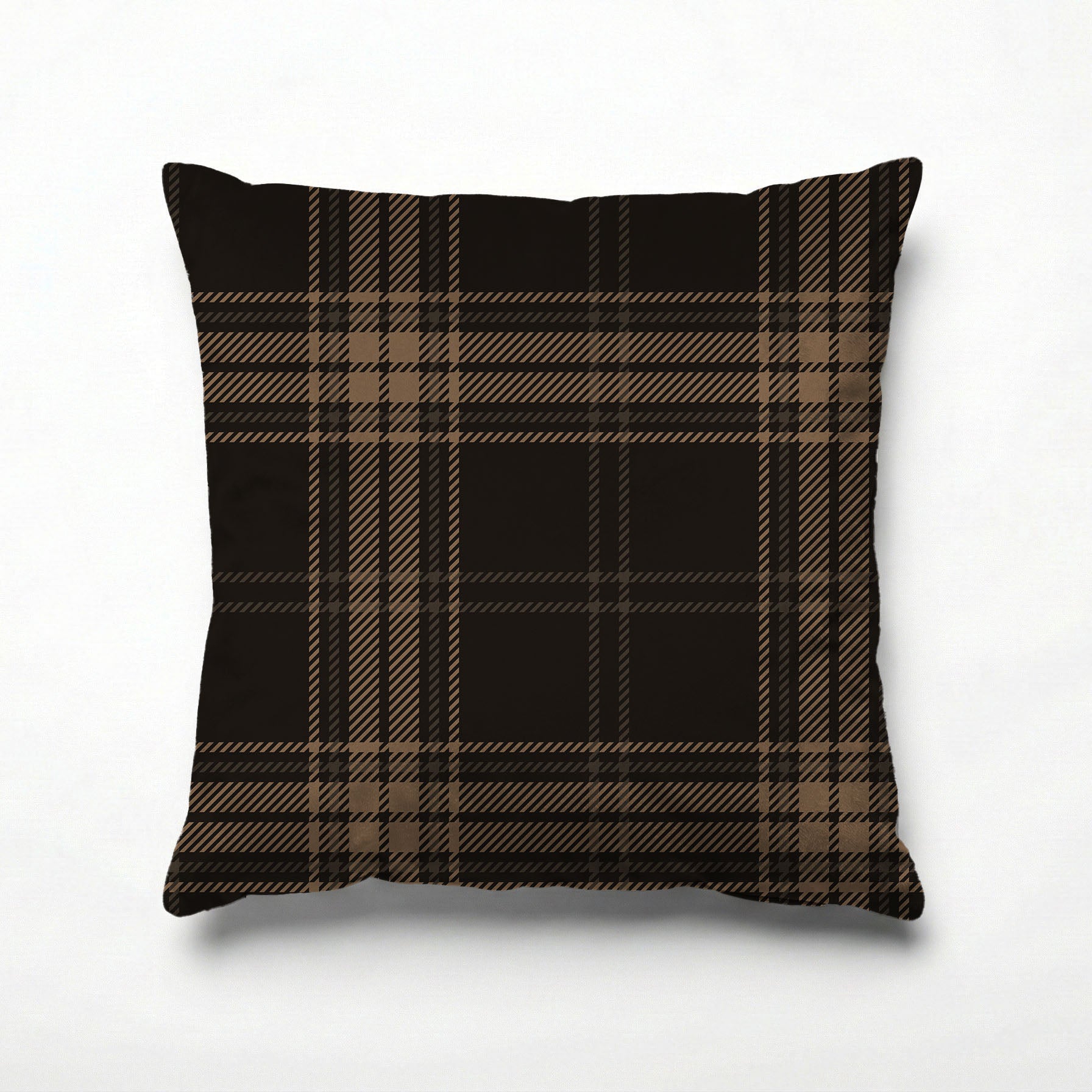 DARK BROWN PLAID PATTERN SCATTER CUSHION