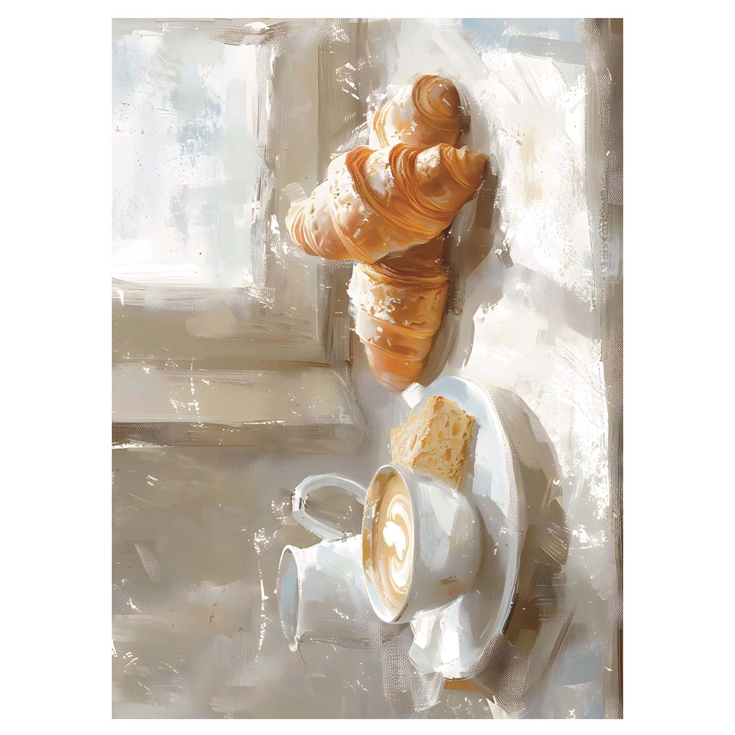 COFFEE AND CROISSANT TEA TOWEL