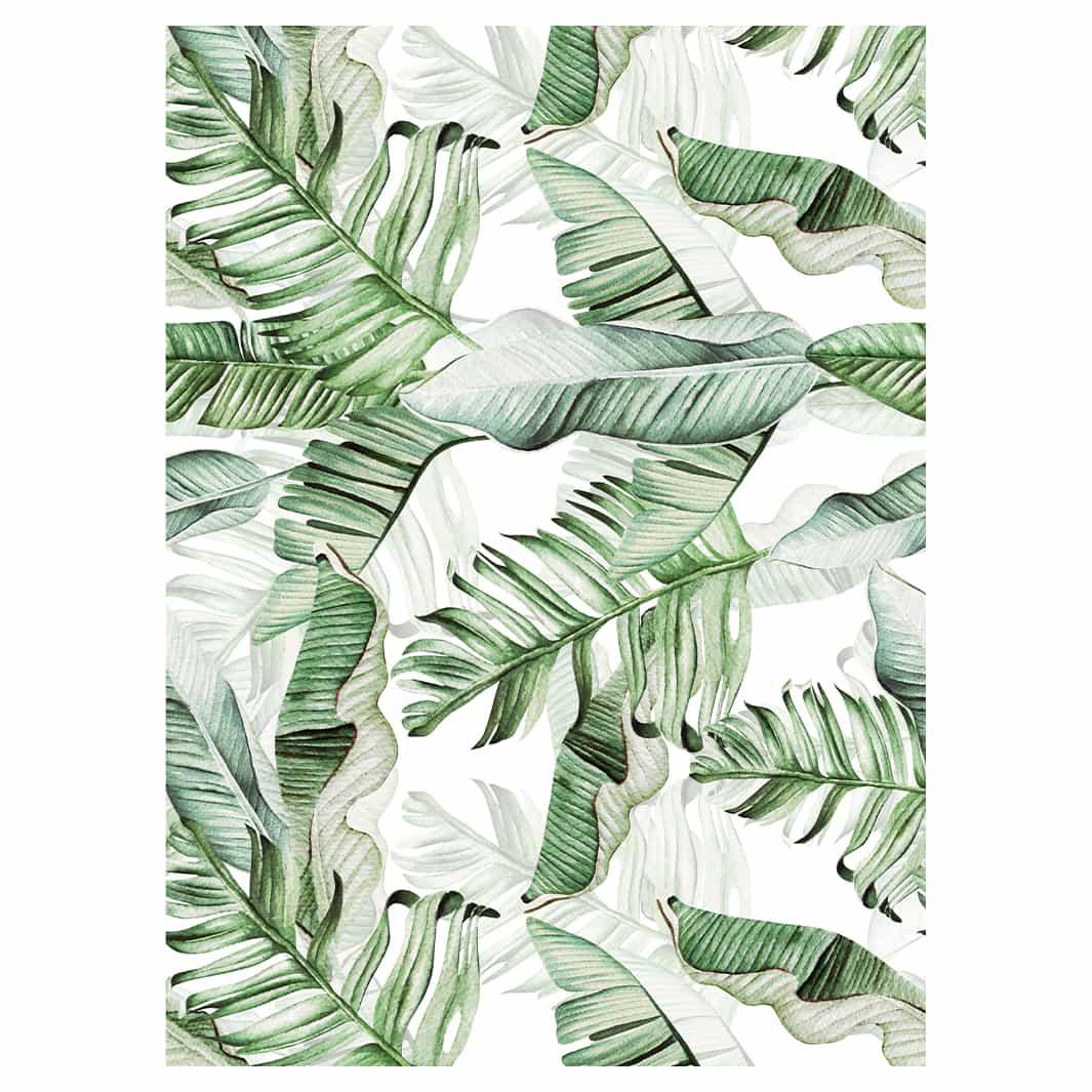 GREEN WATERCOLOUR PALM LEAVES PATTERN TEA TOWEL