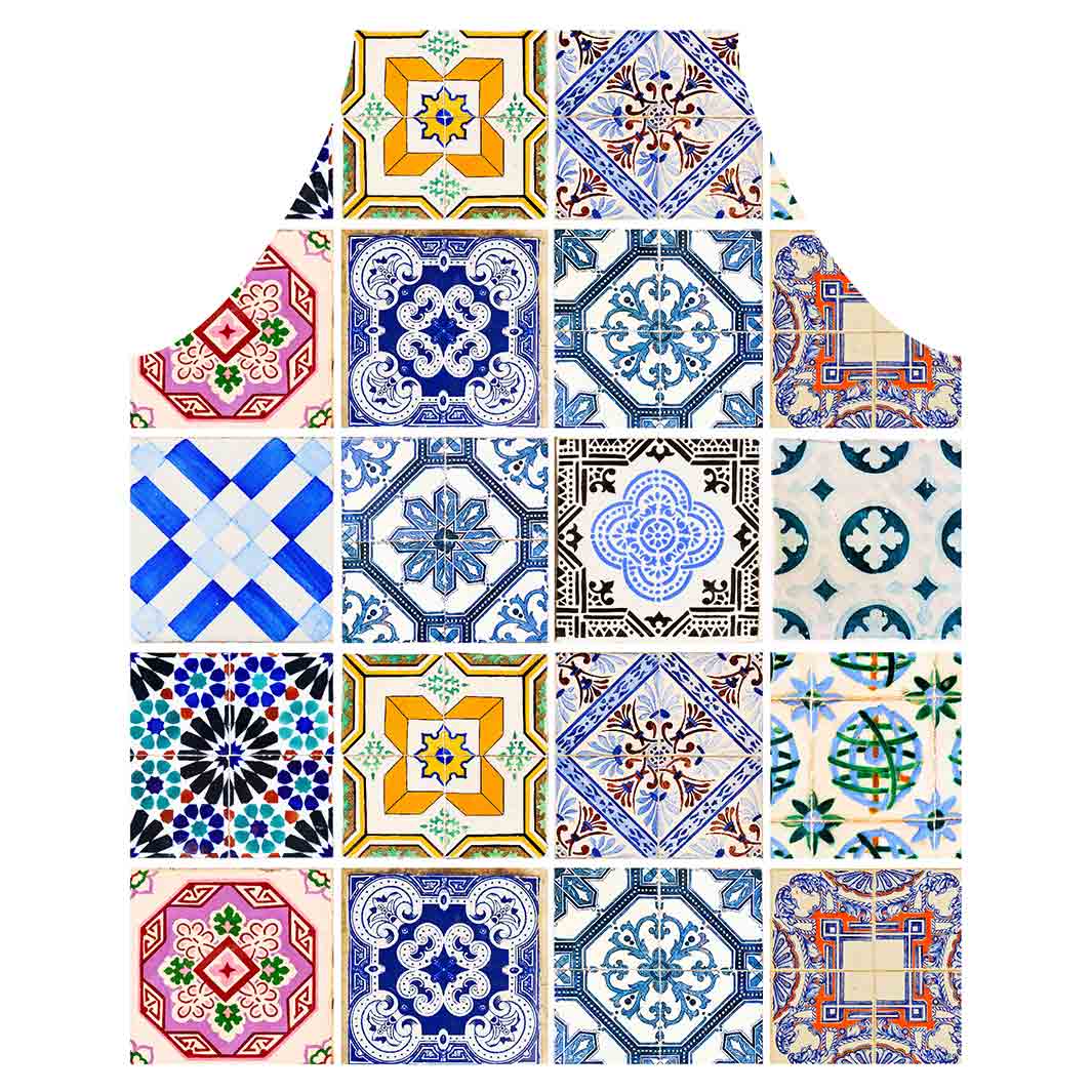 PATTERN BLUE COLOURFUL TILE APRON