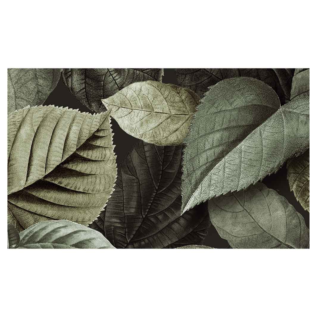 LEAVES GREEN MONOCHROMATIC LEAVES ANTI-FATIGUE KITCHEN MAT