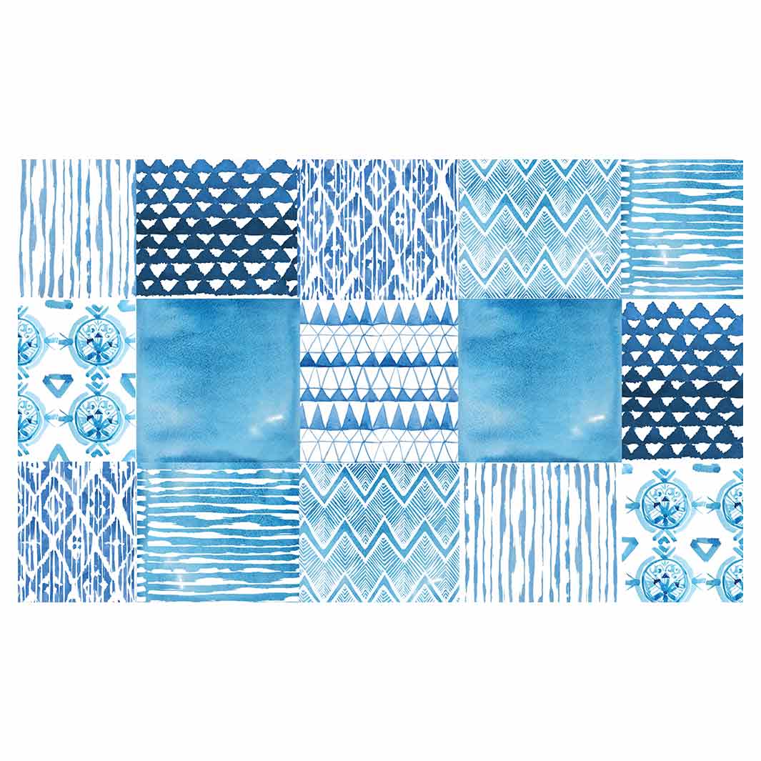 PATTERN BLUE WATERCOLOUR TILE MULTI-PURPOSE MAT