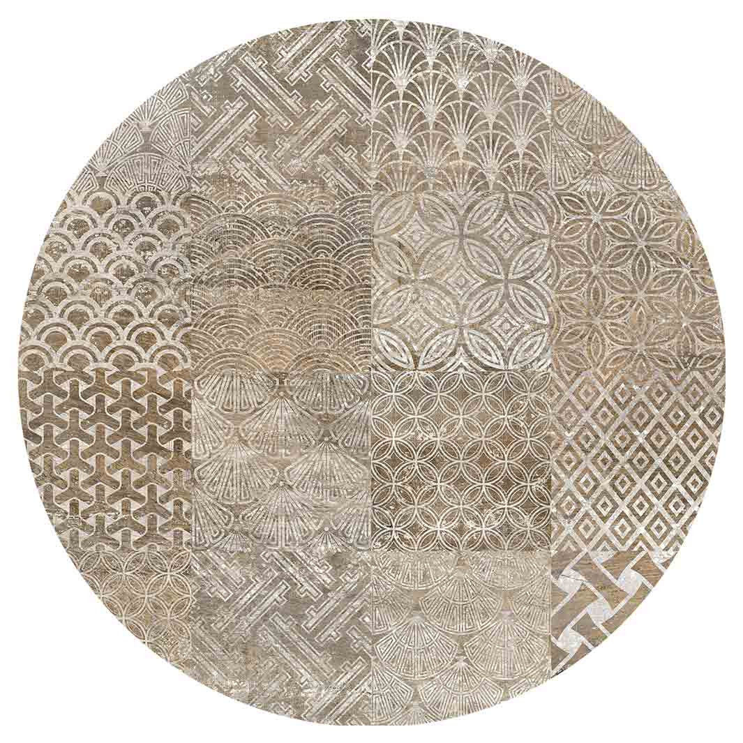 PATTERN BROWN MODERN TILE NATURAL ROUND COASTER