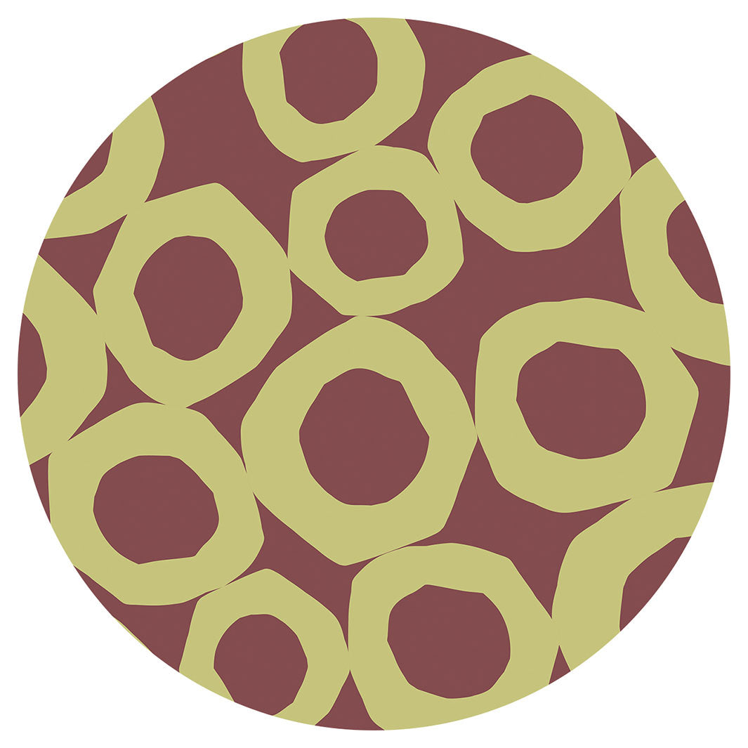 GEOMETRIC GREEN AND MAUVE PATTERN ROUND COASTER