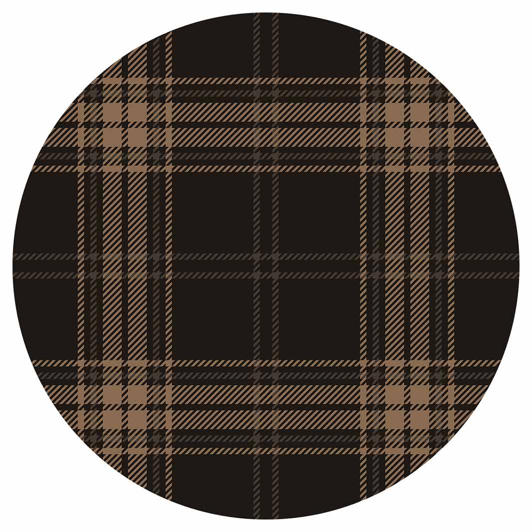 DARK BROWN PLAID PATTERN ROUND COASTER