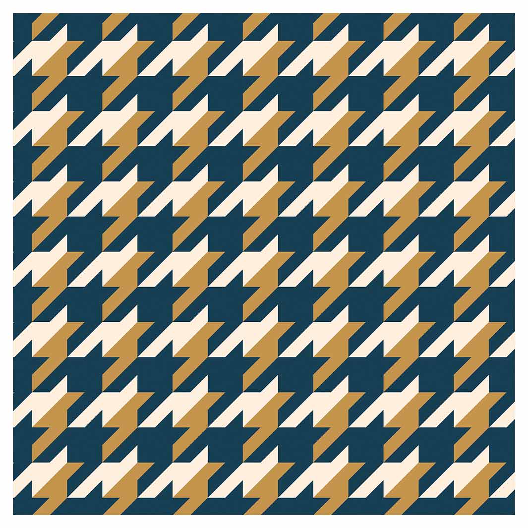 HOUNDSTOOTH BLUE AND GOLD SQUARE COASTER