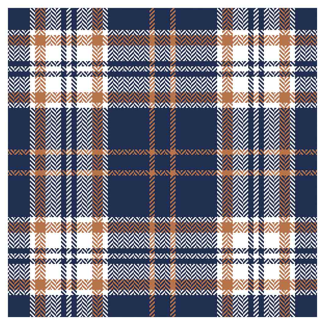 NAVY AND GOLD PLAID PATTERN SQUARE COASTER