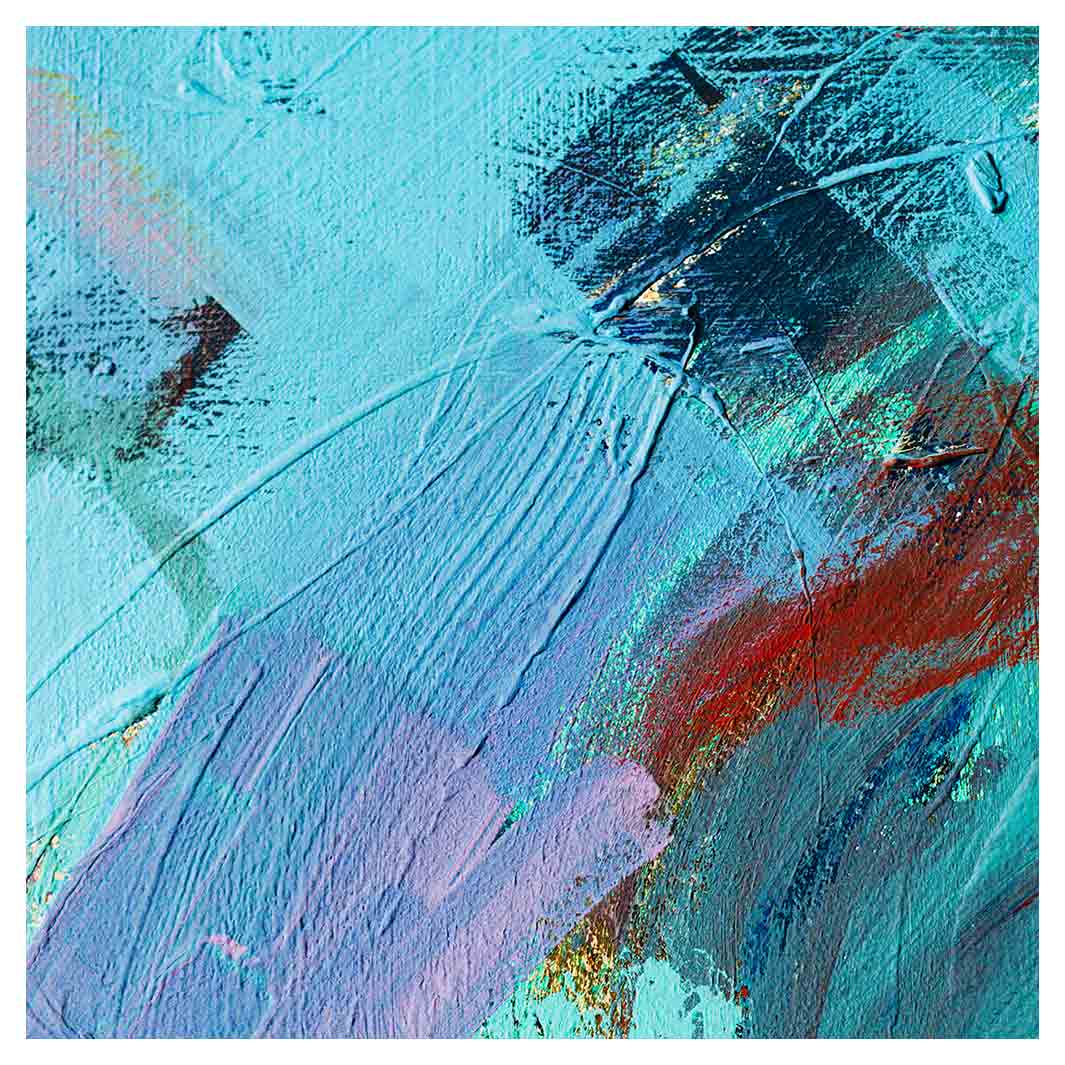 PAINT AQUA AND MAROON ACRYLIC TEXTURE SQUARE COASTER