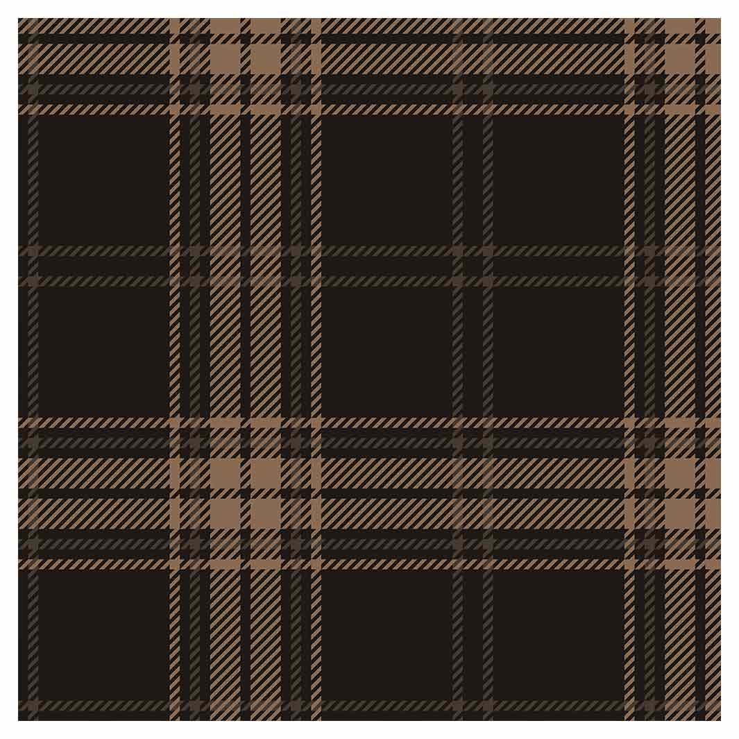 DARK BROWN PLAID PATTERN SQUARE COASTER