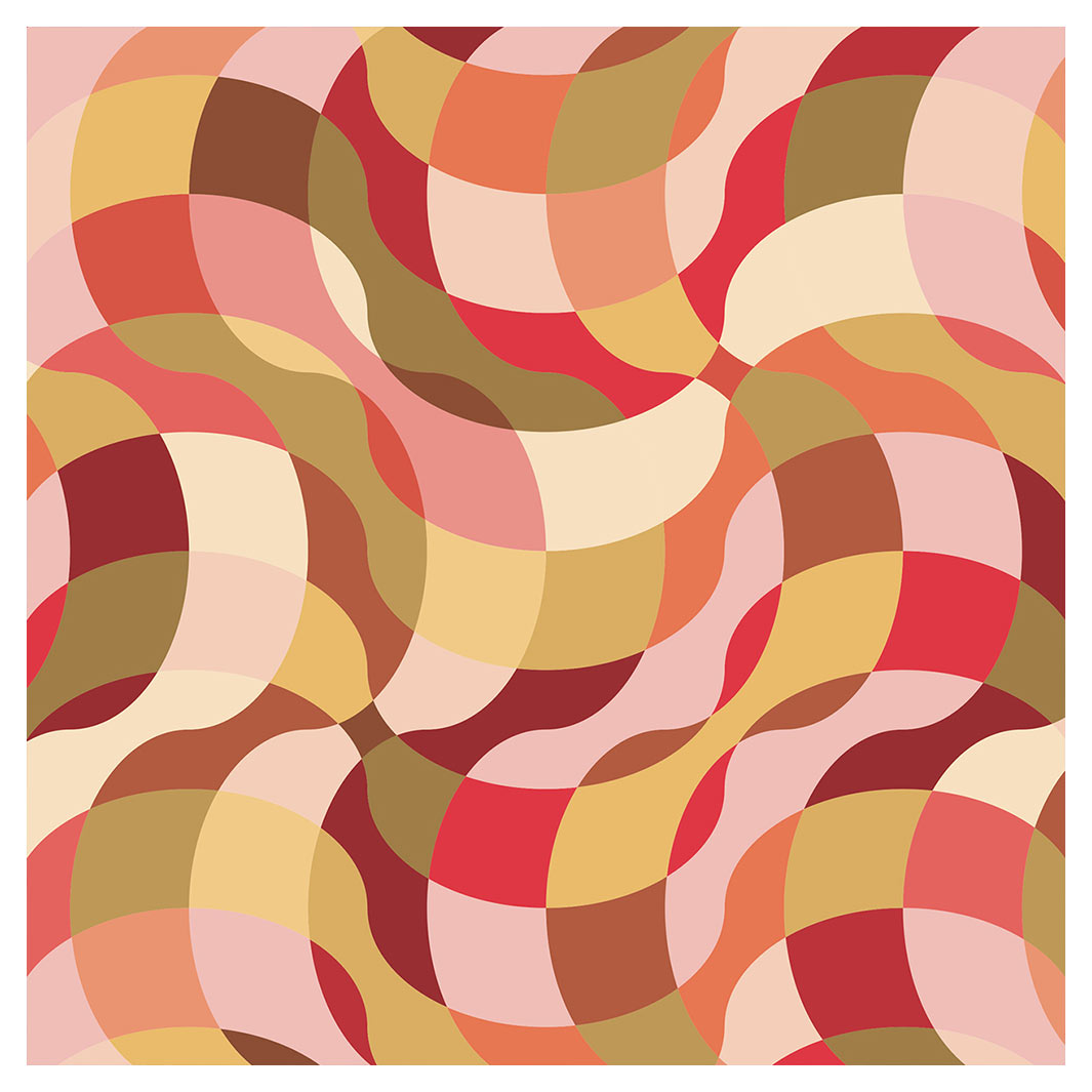 RETRO WAVE PATTERN PINKS AND MUSTARD SQUARE COASTER