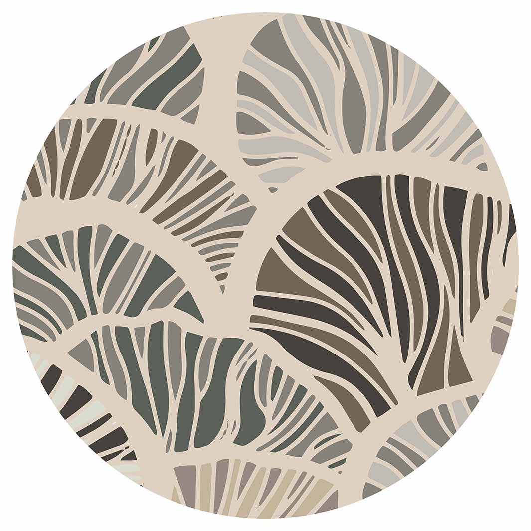 PATTERN BROWN AND BUTTERSCOTCH ABSTRACT LEAF ROUND COFFEE TABLE