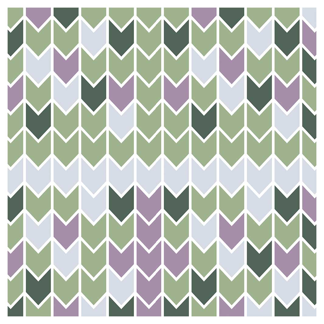 GEOMETRIC GREEN AND PURPLE ARROW PATTERN SQUARE COFFEE TABLE