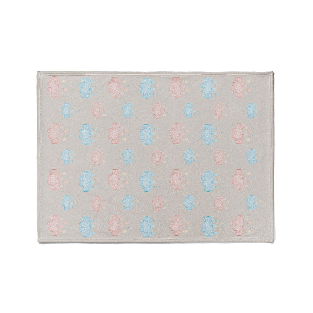 KIDS PINK AND BLUE WATERCOLOUR CLOUDS FLEECE BLANKET