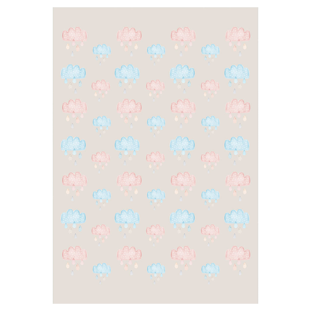 KIDS PINK AND BLUE WATERCOLOUR CLOUDS FLEECE BLANKET