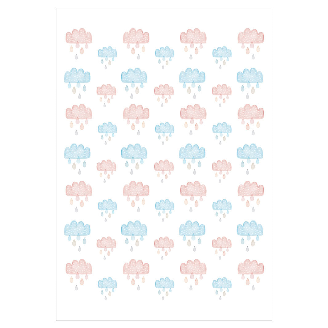 KIDS PINK AND BLUE WATERCOLOUR CLOUDS FLEECE BLANKET